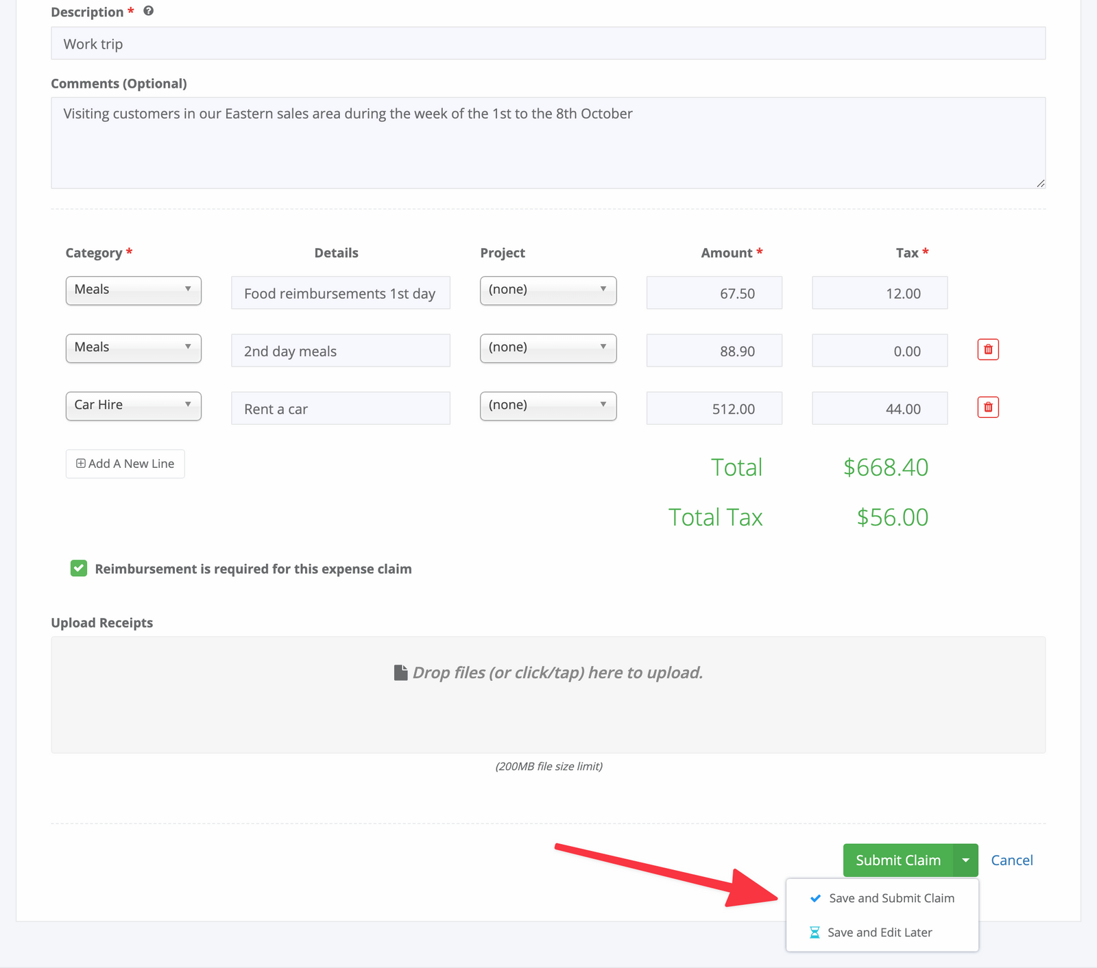 Saving draft expense claims (and custom forms)