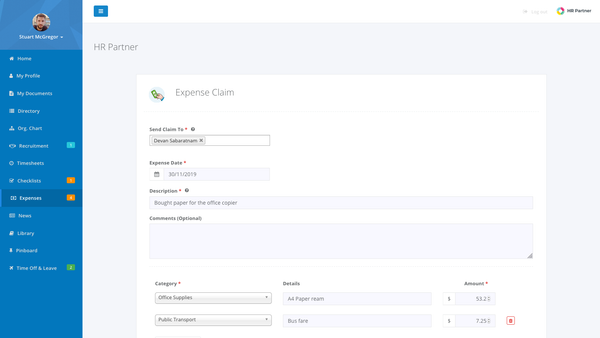 Expense Claims in HR Partner